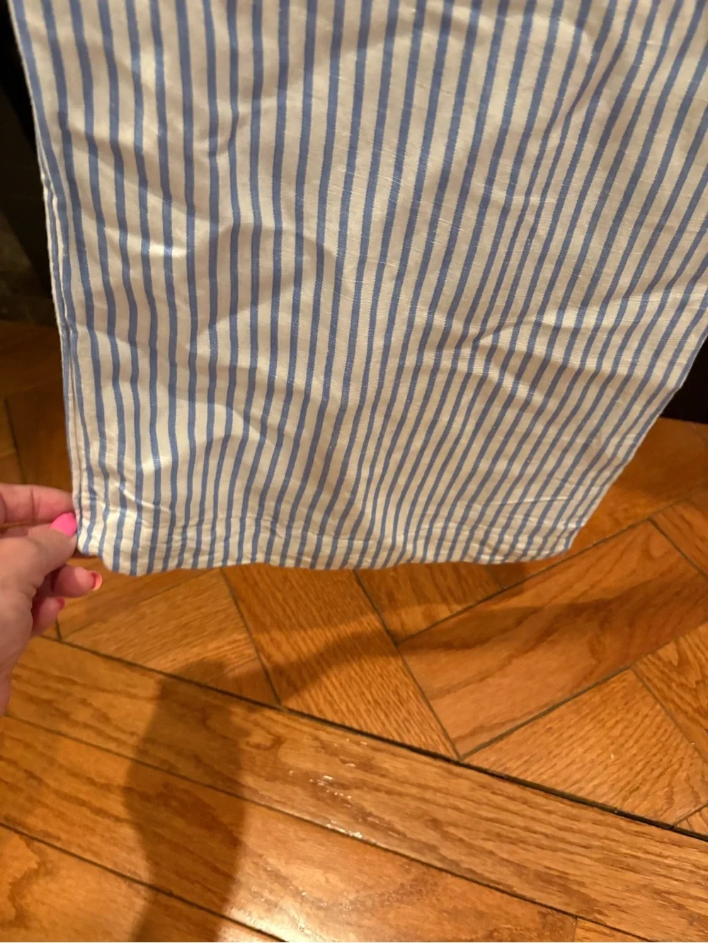 H&M Blue and white striped wide leg linen blend pants